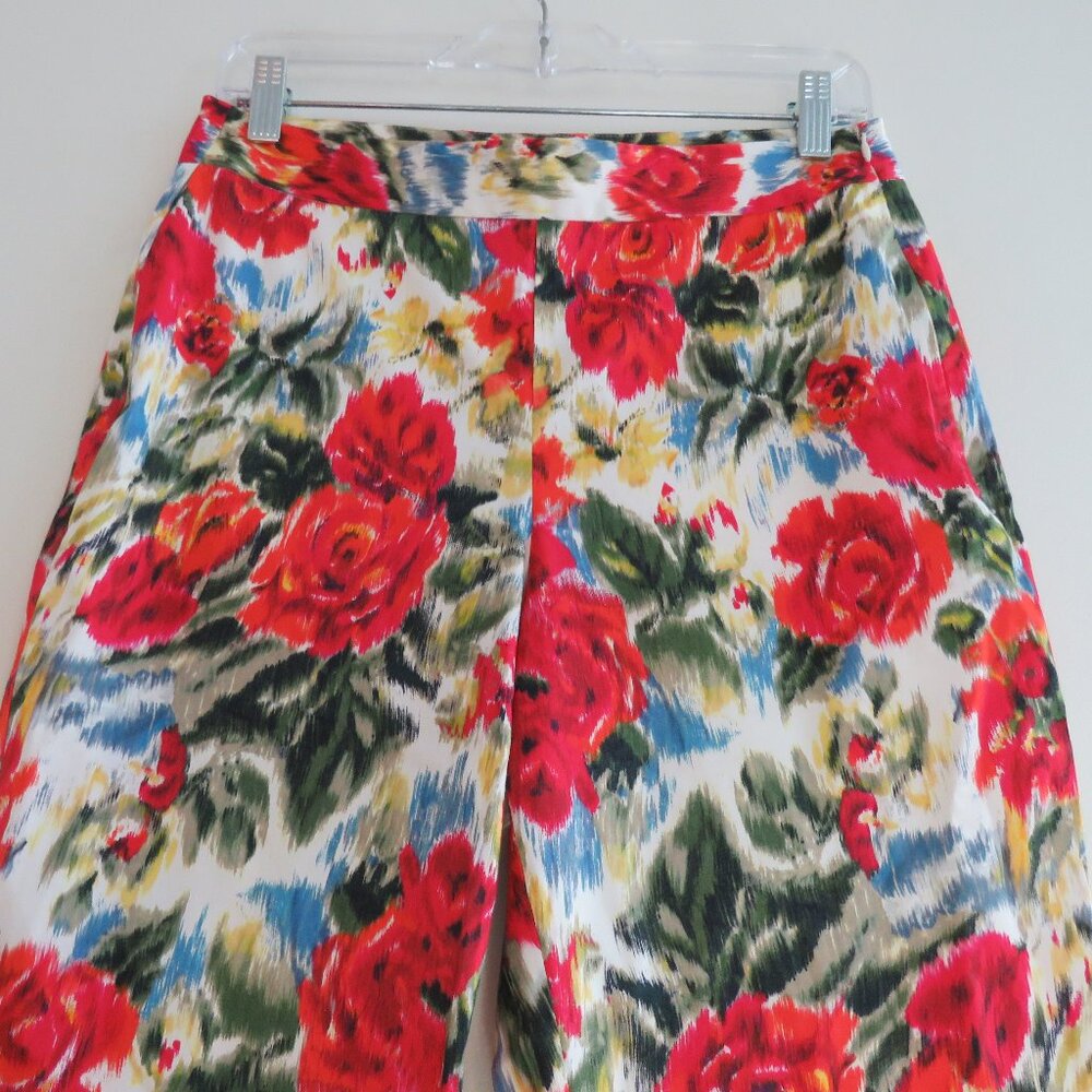 L.K. BENNETT TR Issie Bright Floral Cottagecore Capri Cropped Pants - Size US 4 - Picture 7 of 13